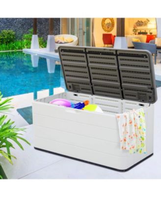 110 Gal. Resin Outdoor Storage Cabinet,Garden Tool Box with Lockable Lid in White