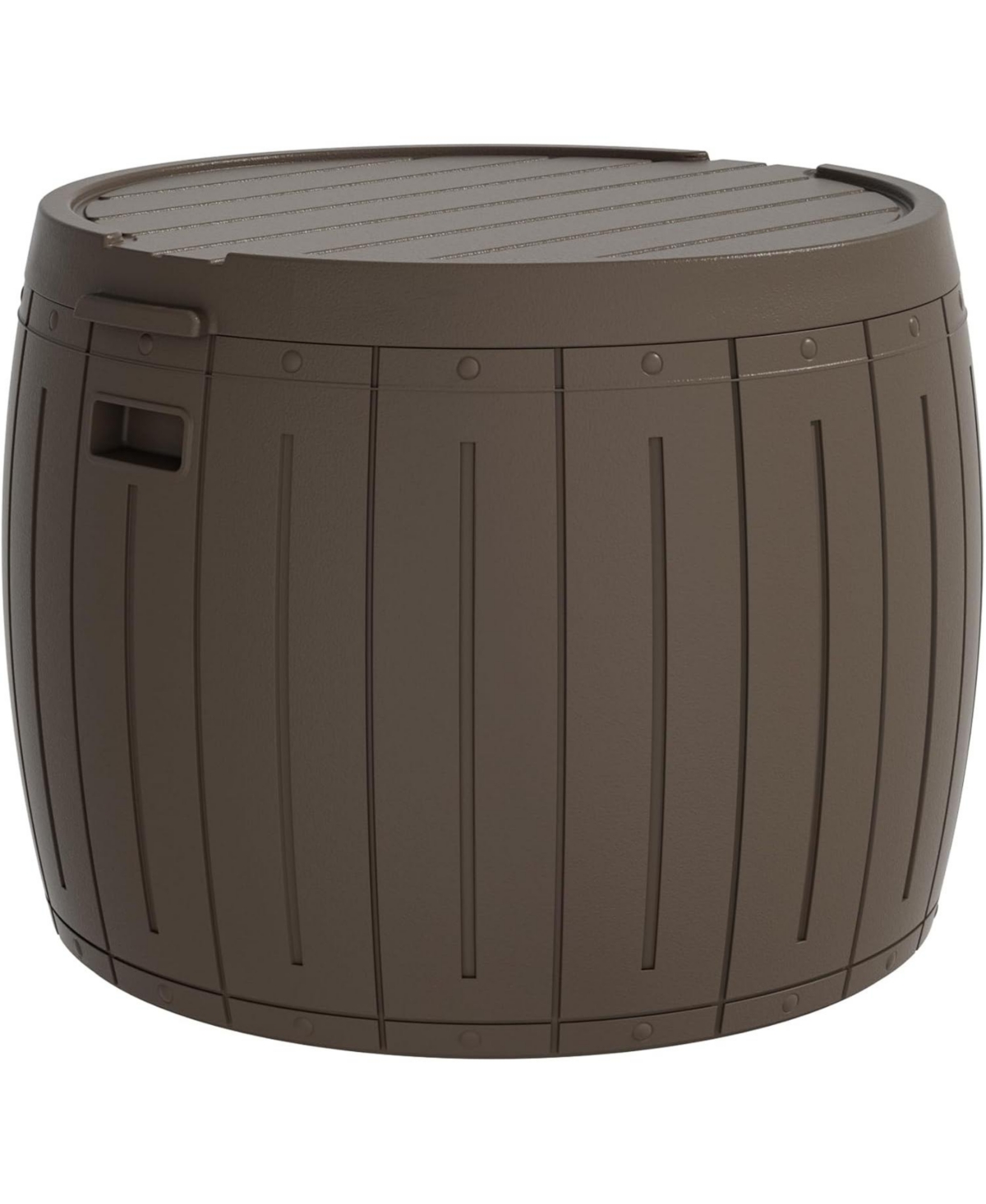 48 Gallon Round Resin Outdoor Storage Sturdy Deck Box - Coffee