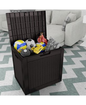 31 GAL Rattan Deck Boxes for Outdoor Storage with Side Handles