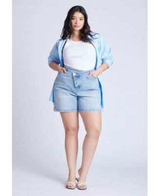 Women's Plus Size Overlap Waistband Shorts
