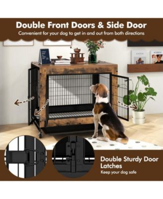 Industrial Dog Kennel with Flip-up Top 3 Lockable Doors and Removable Tray