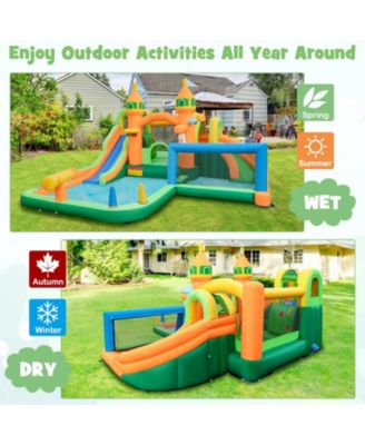 Kids Inflatable Water Slide with Soccer Gate and 750W Blower