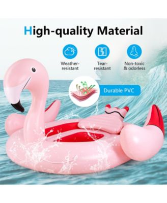 6 People Inflatable Flamingo Floating Island with 6 Cup Holders for Pool and River