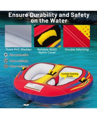 1 or 2 Person Inflatable Towable Tube for Boating with Drainage