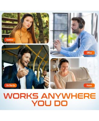 30Y Wired Computer Headset, MS Teams Compatible, Mono Headphones With Dual Noise-Cancelling Microphones, In-Line Controls, On-Ear USB Headset for PC, Laptop - Black