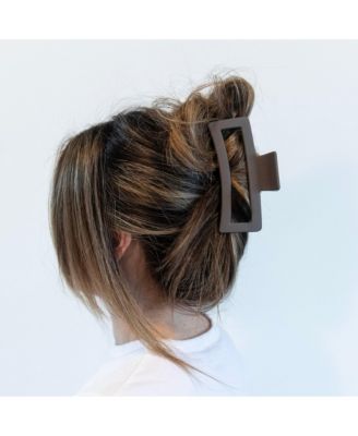 Extra Large Rectangular Claw Clip - Brown