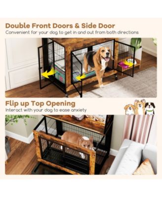 Industrial Dog Kennel Dog Crate Furniture with Storage Shelves