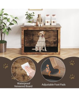 Dog Crate Furniture with Cushion and Double Doors for Small/Medium Dogs