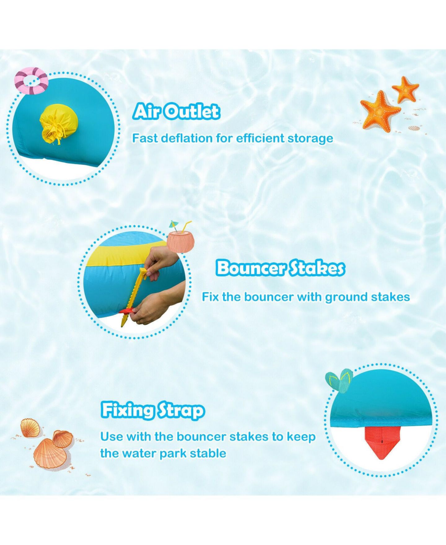 Детская игрушка Mecale Double-Side Inflatable Water Slide Park with Climbing Wall, Ages 3-8, цвет: Синий — фото 7