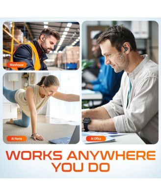 Wireless Headset, Bluetooth Earpiece with Noise Canceling Microphone, Battery Display Charging Case USB Dongle for PC/Laptop/Mac/Phones, Compatible with MS Teams, Google Meet, and More - Black