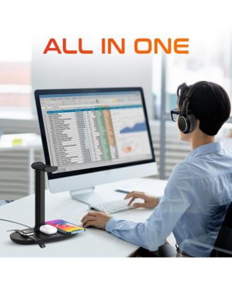 M101 Wireless Computer Headset with Wireless Charger & Desktop Holder