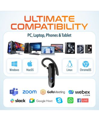 22X Wireless Mono Bluetooth Headset, Wireless Single Ear Headset With Built-In Two Microphones, Lightweight Bluetooth Phone Earpiece Compatible With PC, Laptop, Smartphone, Tablet, and MacBook, Black