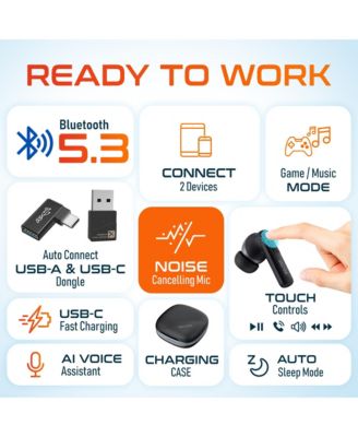 T50 Wireless Earbuds with 4 ENC Microphones, Noise Cancelling Earbuds Wireless, Compatible with Windows/Mac/PC/Laptops/Phones, Black