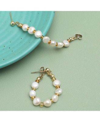 Women's Gold Snowball Teardrop Drop Earrings