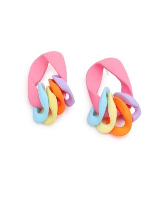 Womens Colourblock Chainlink Drop Earrings