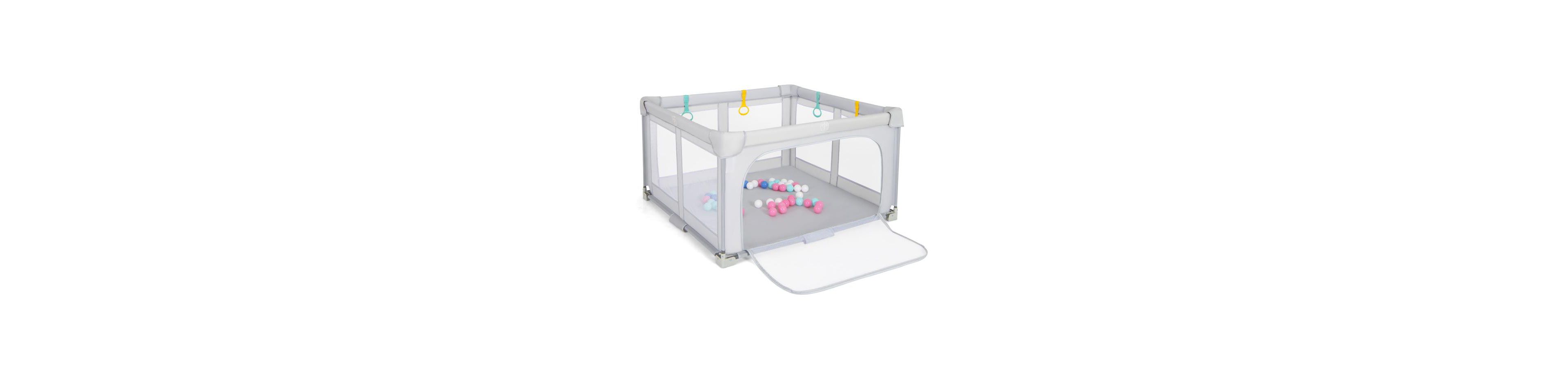 Foldable Baby Safety Play Yard With Secure Zipper Gate For Toddlers