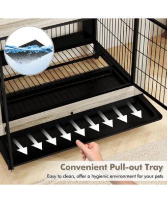 Industrial Dog Kennel with Flip-up Top 3 Lockable Doors and Removable Tray