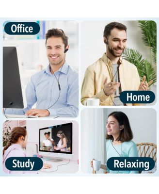 24EC Wired Earbuds with Microphone, Ergonomic In-Ear Design with USB C to USB A Adapter, Hi-Fi Stereo Sound, USB C wired earbuds for PC/Laptops/Tablets/iMac & Smartphones - Black