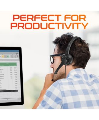 12Y Computer Headset with Microphone, In-Line Controls, Wired Headphones for PC/Laptop/Mac, Compatible with Microsoft Teams, Google Meet, and More - Black