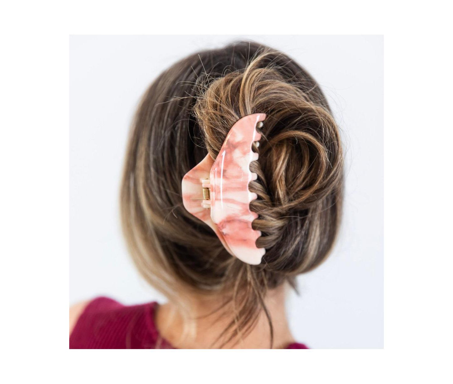 Женская заколка Headbands of Hope Large Claw Clip - Dusty Rose Marble, цвет: Коралловый — фото 2