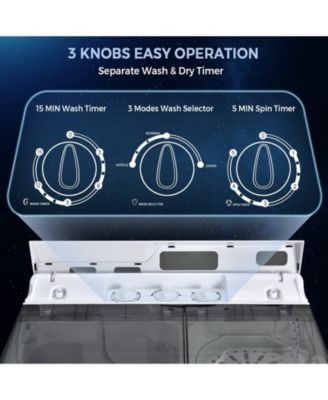 Twin Tub Portable Washing Machine with Timer Control and Drain Pump for Apartment