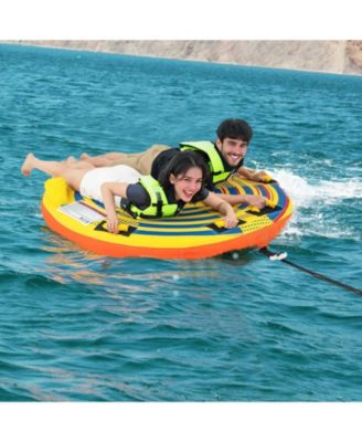 1 or 2 Person Inflatable Towable Tube for Boating with Quick Connector