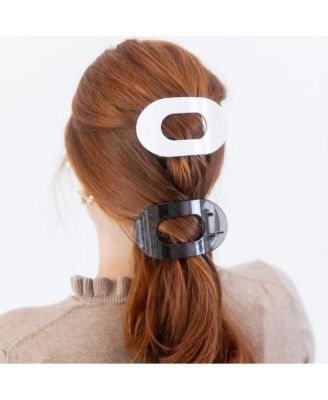  Large Oval Clip Set of 2 - Grey + White