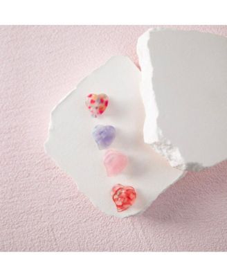  Mini Heart Clip Set - Red + Pink