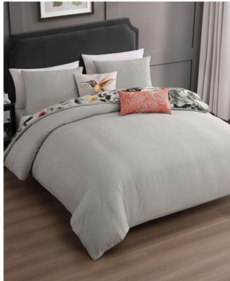 Vintage Bloom Bedding 100% Cotton Sateen 5 Piece Queen Size Reversible Comforter Set