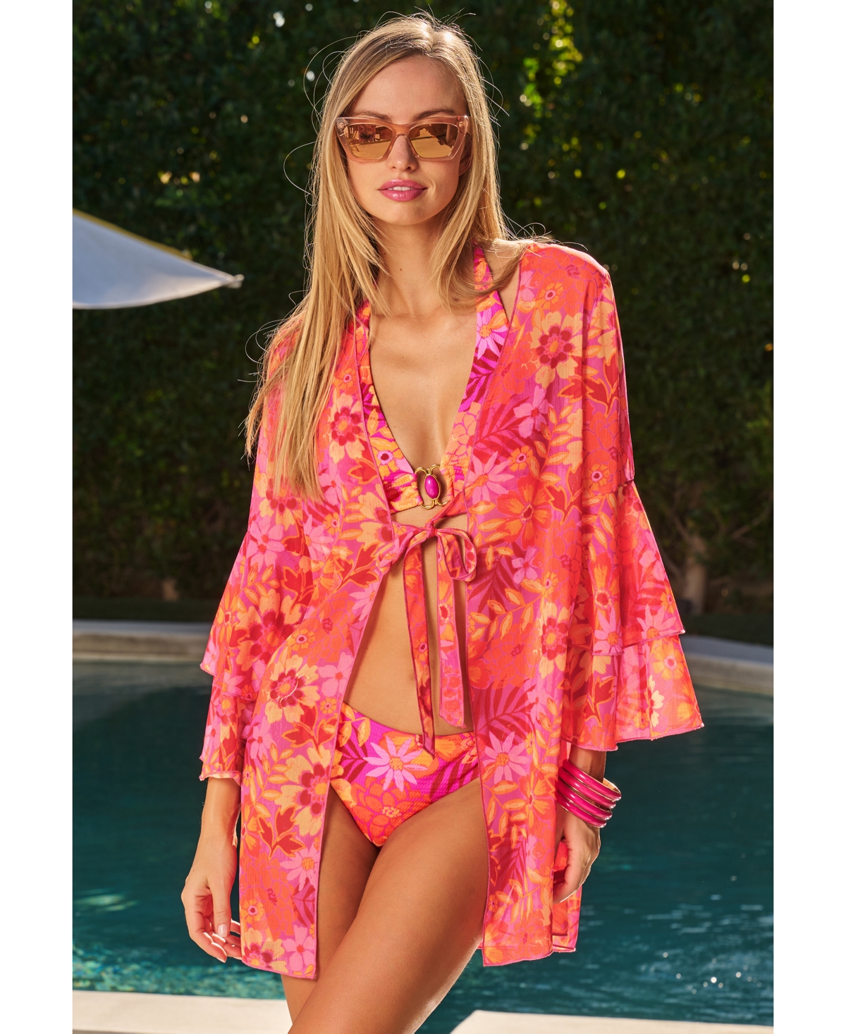 Becca Copacabana Chiffon Cover-up Tunic In Multi