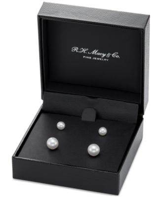2-Pc. Set Cultured Freshwater Pearl (5 & 7mm) Stud Earrings in 14k Gold