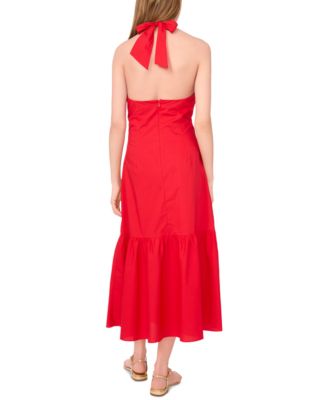 Women's Cotton Tie-Back Halter Maxi Dress