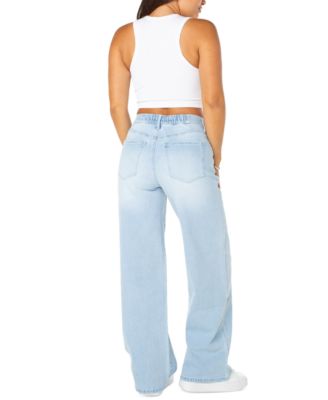 Juniors' Elastic-Back Wide-Leg Jeans