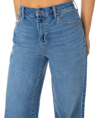 Juniors' Elastic-Back Wide-Leg Jeans