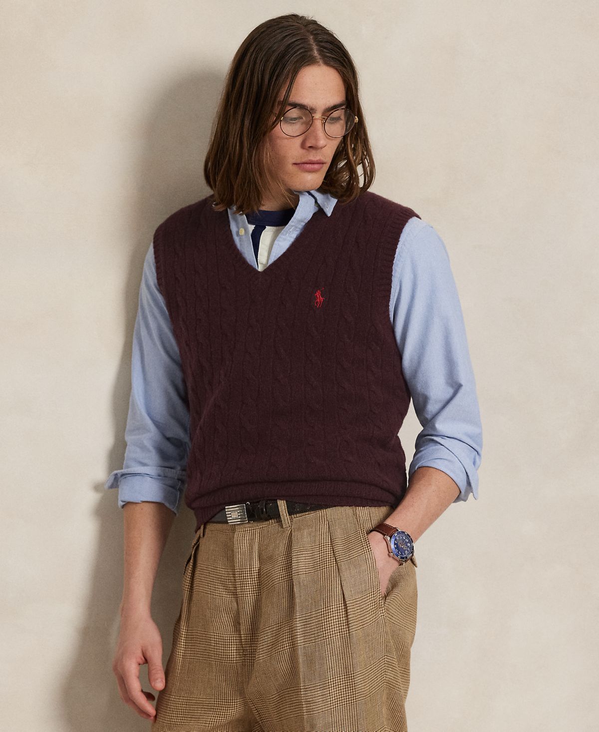 Мужской вязаный жилет-свитер из шерсти и кашемира