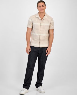 Men's Arrow Jacquard Short Sleeve Button-Up Shirt