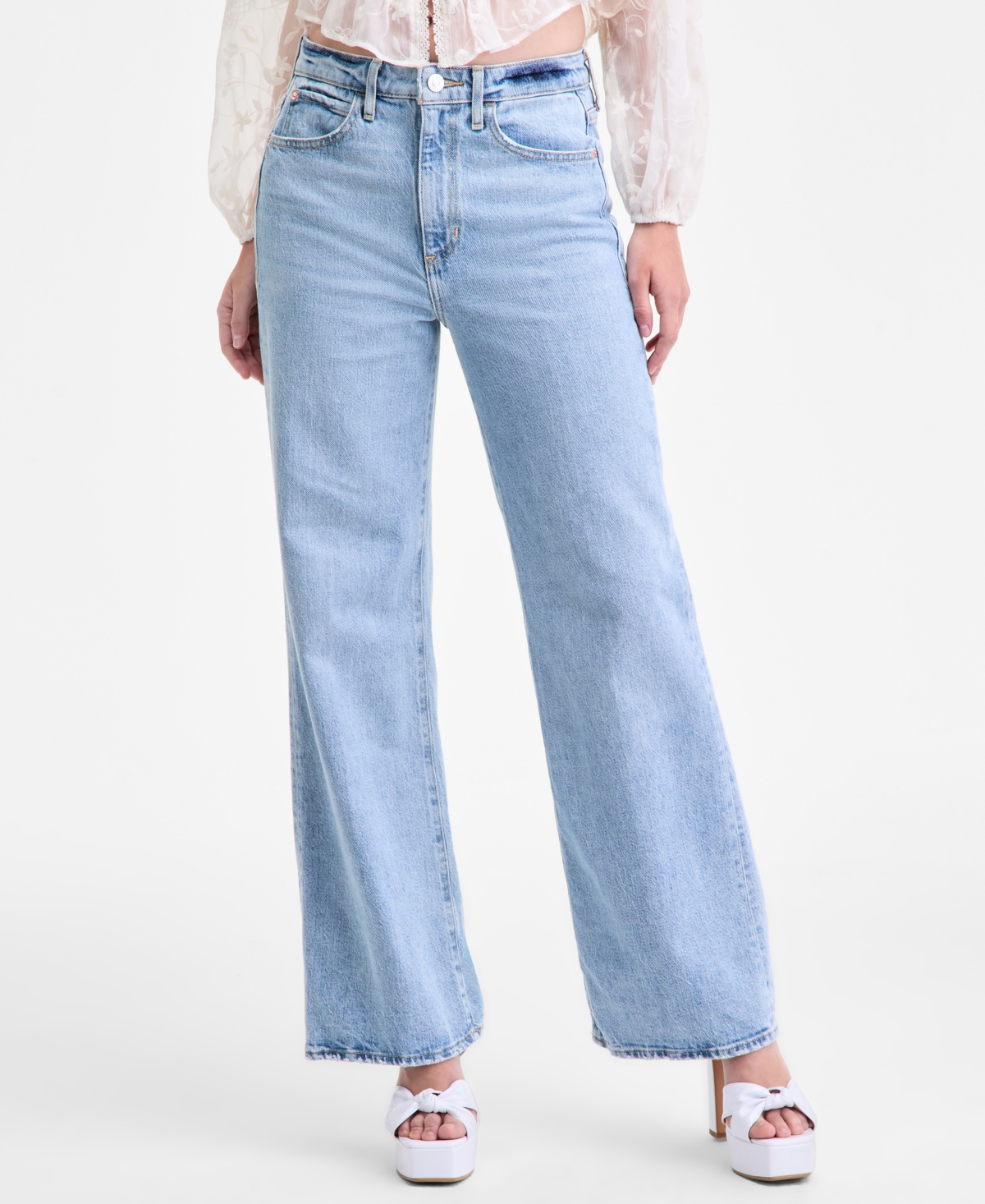 Guess Women's High-rise Wide-leg Jeans In Blue