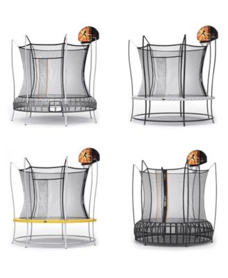Basketball Set Attachment with Backboard, Netted Hoop, Mini Basketball, and Hand Air Pump Compatible with Trampolines and Swing Sets