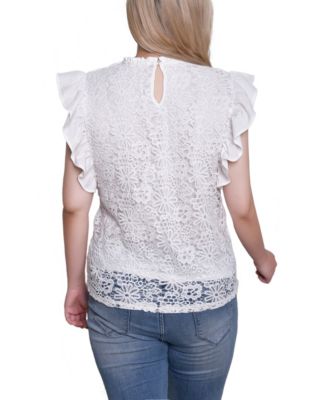 Women's Flutter Sleeve Lace Top