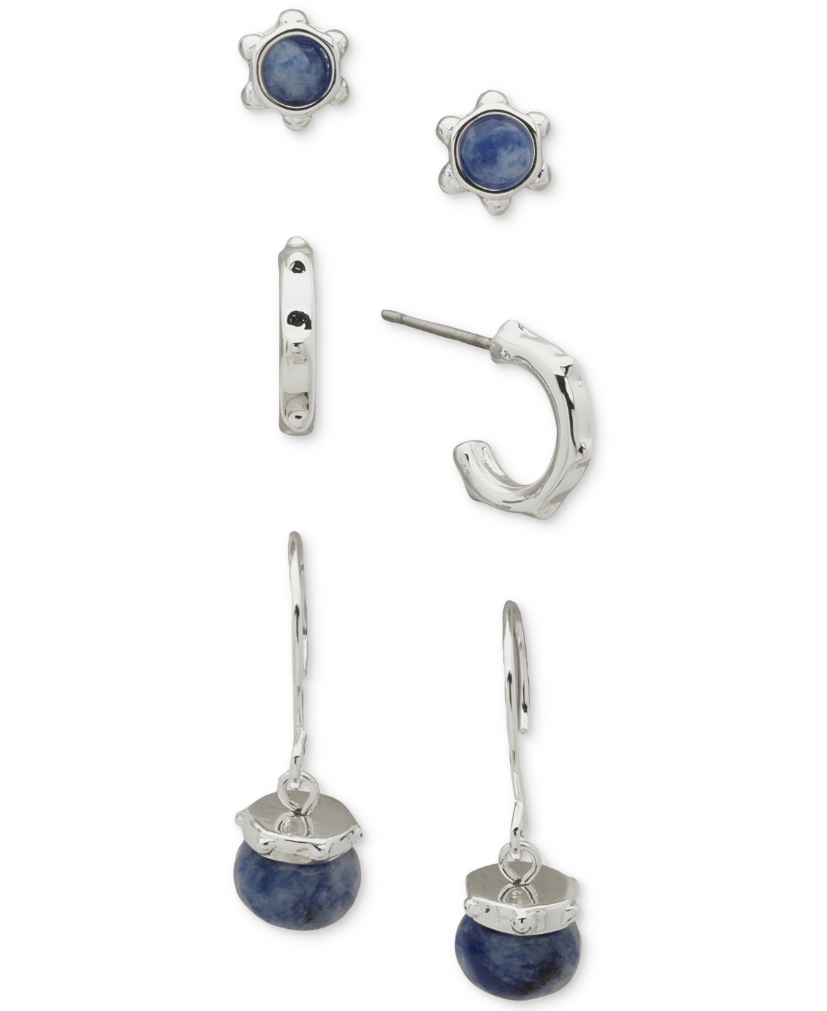 Anne Klein Metal-tone 3-pc. Set Black Beaded Earrings