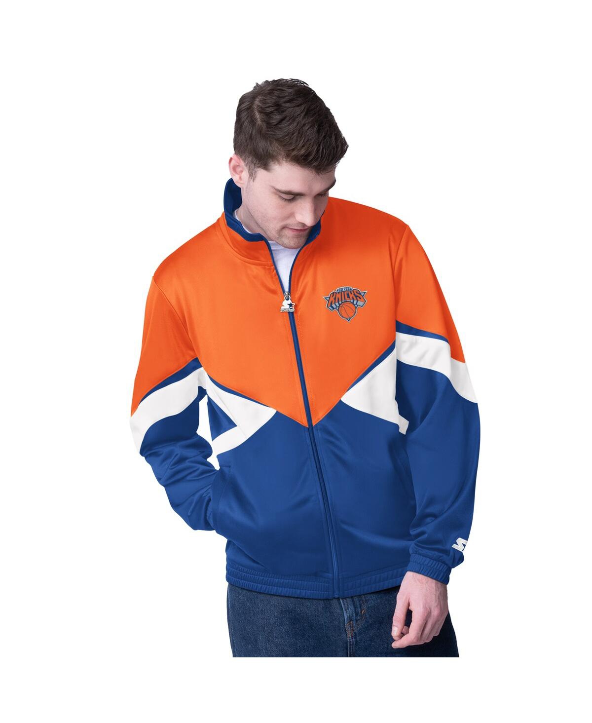 Men's Orange/Blue New York Knicks Rush Applique Full-Zip Track Jacket - Orange, Blue