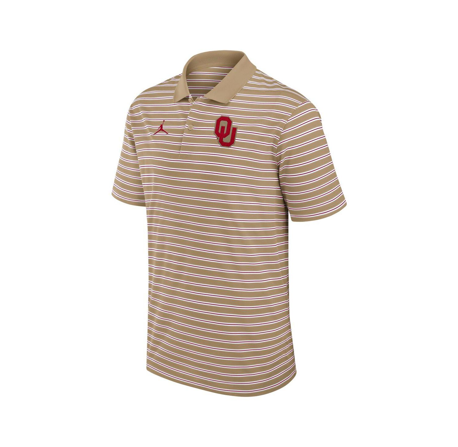 Men's Tan/White Oklahoma Sooners Primetime Victory Striped Polo Shirt