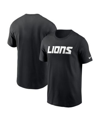 Nike - Men's Black Detroit Lions Primetime Wordmark Essential T-Shirt