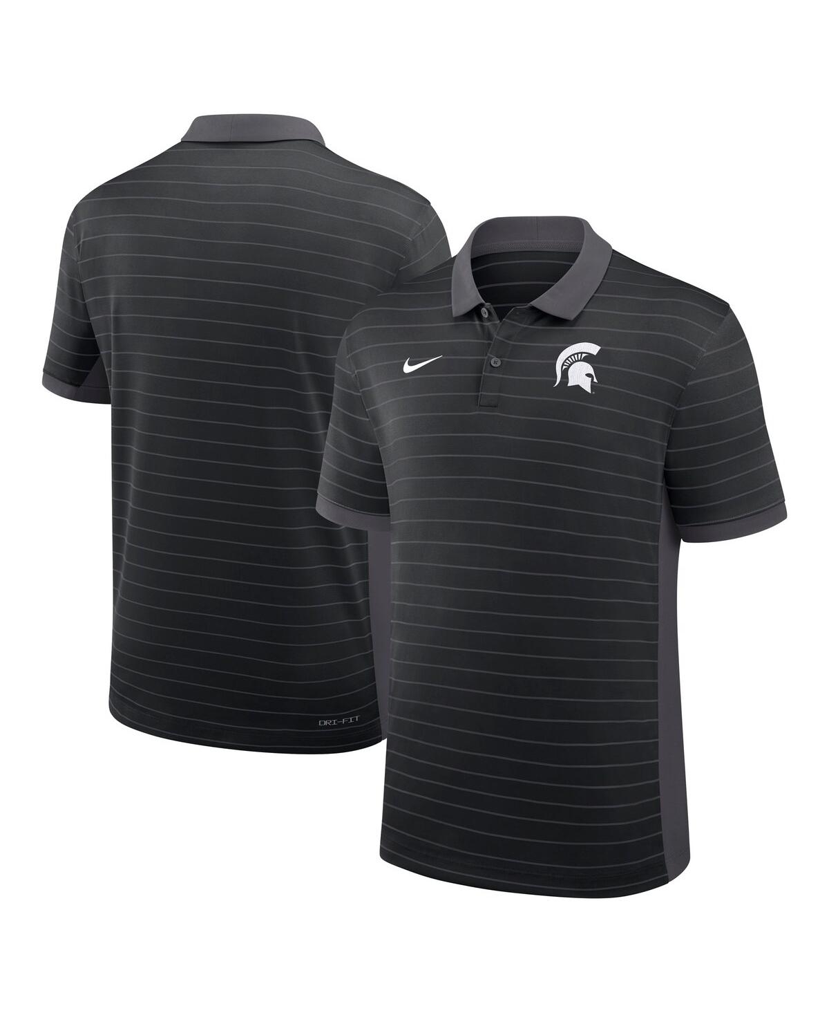 Men's Black Michigan State Spartans 2025 Early Season Coaches Sideline Victory Stripe Performance Polo Shirt - Black