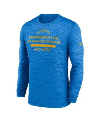 Men's Powder Blue Los Angeles Chargers Sideline Velocity Performance Long Sleeve T-Shirt