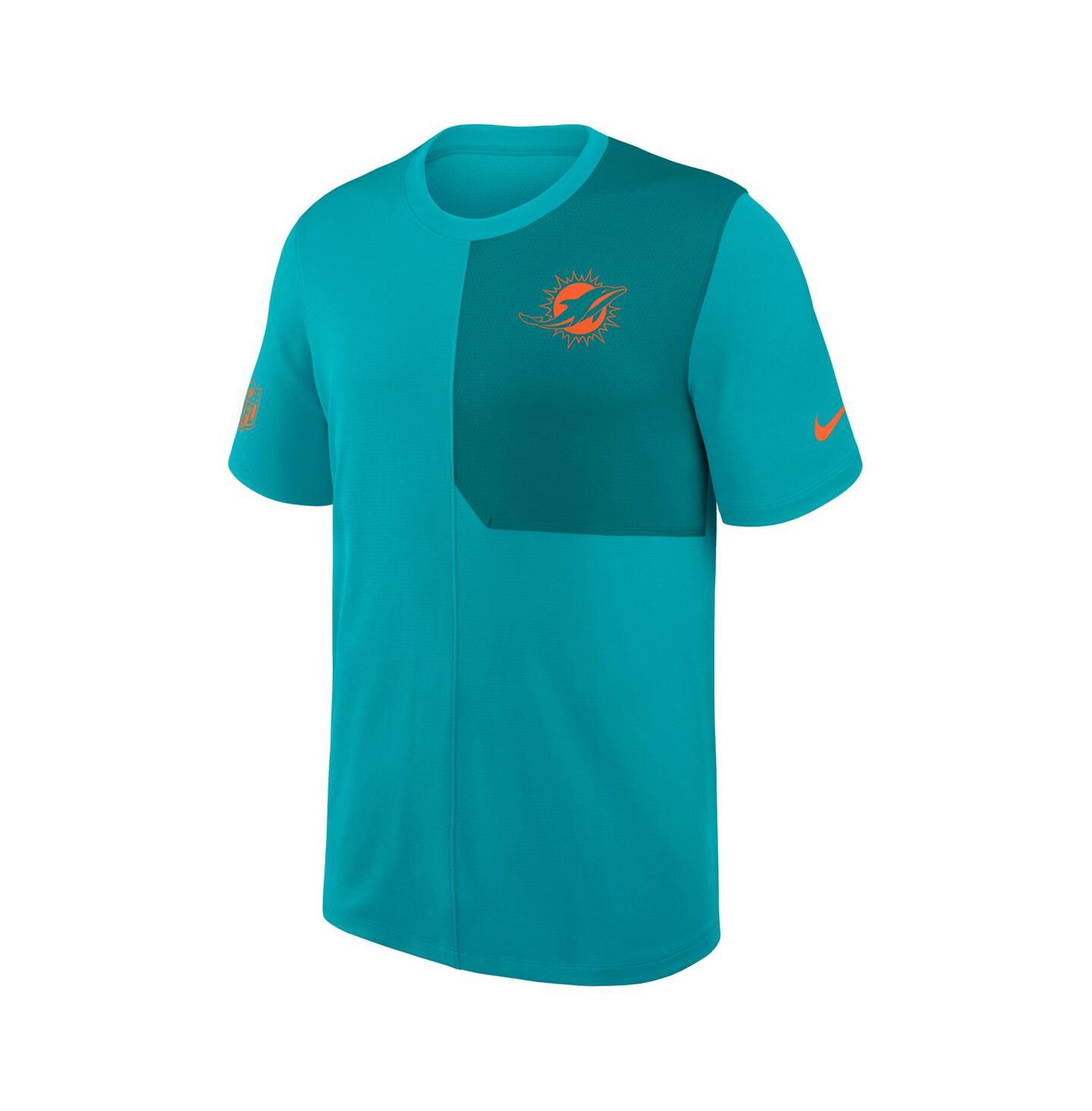 Мужская рубашка Nike Aqua Miami Dolphins Sideline UV Performance Coach — фото 2