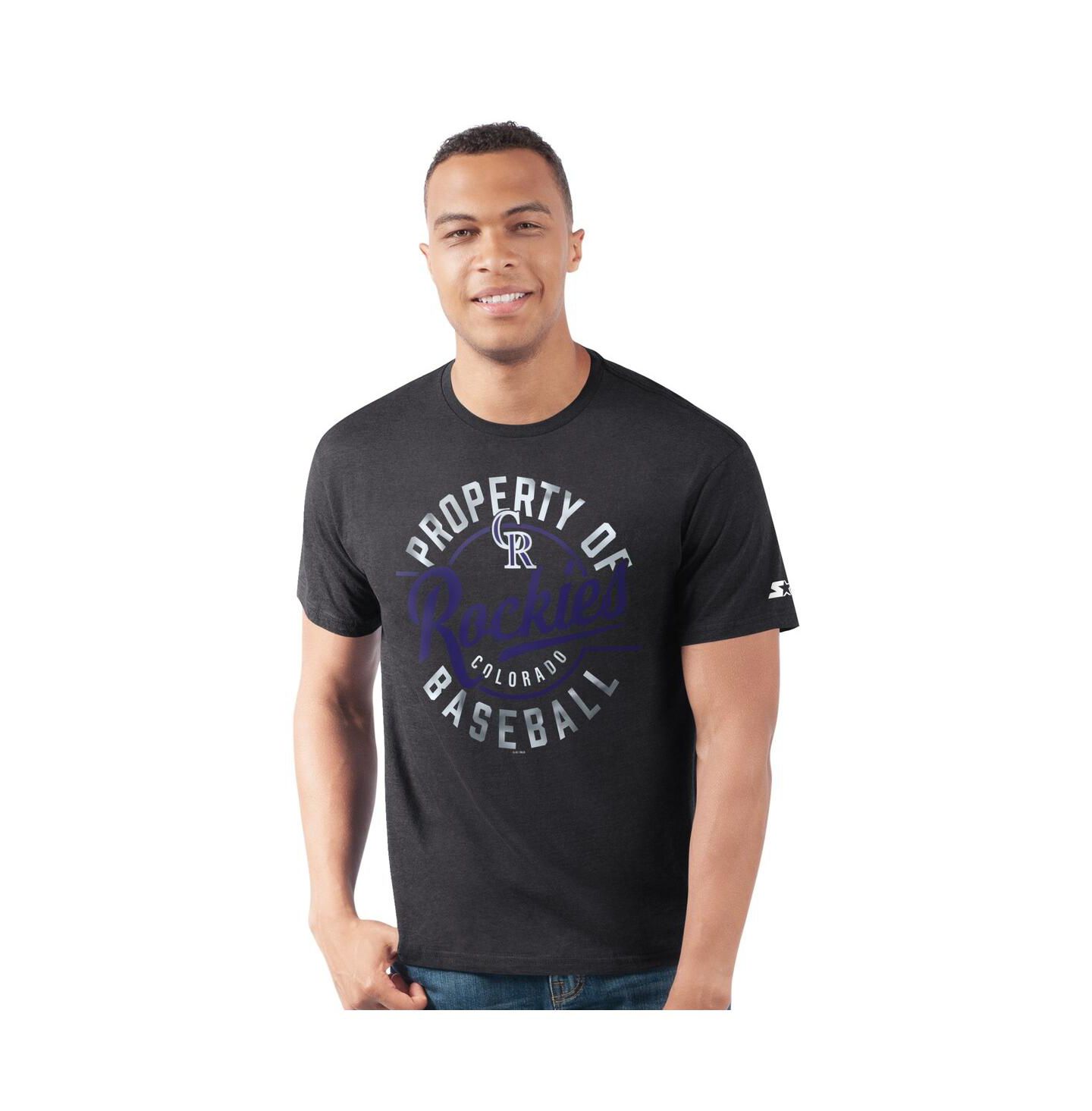 Мужская футболка Starter Black Colorado Rockies Prime Time Property of T-Shirt — фото 1