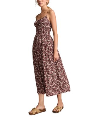 Women's Printed Smocked Midi Dress