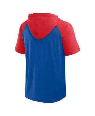 Men's Blue New York Rangers Prime Raglan Short Sleeve Pullover Hoodie