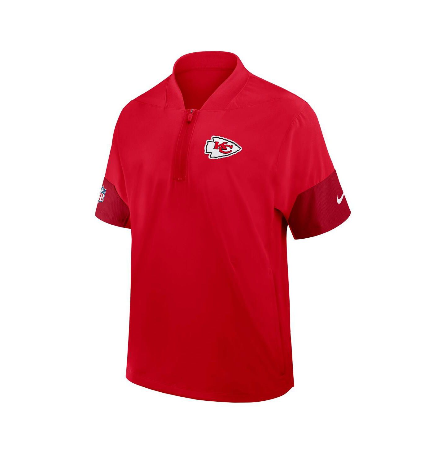 Мужская куртка Nike Red Kansas City Chiefs Sideline Short Sleeve Quarter-Zip Performance Coach — фото 2